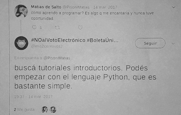 Tweet sobre Python