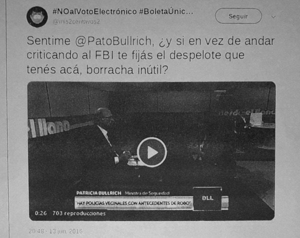 Tweet sobre Patricia Bullrich