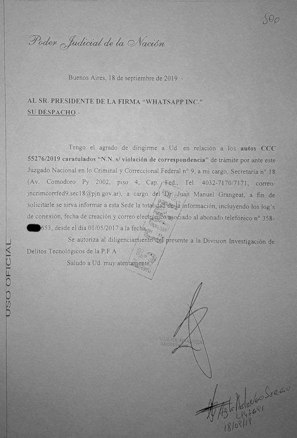 Oficio a WhatsApp 2