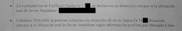 Ubicación de la compra de los celulares